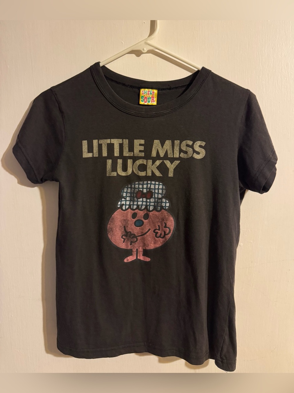 Vintage Y2K Sweet & Sour Little Miss Lucky Graphic Baby Tee Shirt Size S